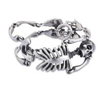 European And American Retro Personality Exaggerated Skull Bone Titanium Steel Men 'S Bracelet gray
