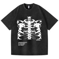 Retro išplauti vintažiniai marškinėliai moterims gatvės apranga juodi viršūnėlės skeletas spaudas grunge gotikiniai dideli marškinėliai gatvės apranga moteriški marškinėliai S