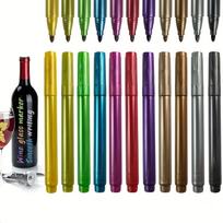 12pcs Wine Glass Markers, Erasable Fine Tip Markers for Wine Bottles, Ceramic and Glasses. 12pcs