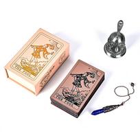 Heksagramos auksinės folijos tarot kortos 12*7cm su rožių raštu, 78 kortų Rider tarot kaladė, su popieriniu instrukcijų vadovu