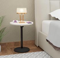 Reguliuojamo aukščio C formos šoninis staliukas sofai ir lovai || Baltas ir juodas | 45.7D x 45.7W x 83.8H Cen