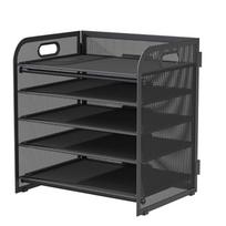 5-Tiered Paper Letter Tray Organizers with Sliding Drawer and 2 Pen Holder, Desk Organizers for Office Supplies