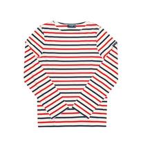 Saint James Unisex ilgomis rankovėmis marškinėliai Modernus dryžuotas Ecru Marin Tulipe 8115 8115 ECRU MARIN TULIPE (XS)