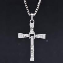 Fast and Furious Vin Diesel Inspired Crystal Jesus Cross Pendant Necklace Gift for Men
