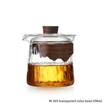 390ML Heat Resistant Glass Gaiwan Scald Resistant Walnut Wood Cup Sleeve Gongfu Sancai Tea Cup Set Tea Bowl Teaware