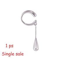 PONYKISS  Sterling Silver 1 Piece Water Drop Pendant Chain Clip Earring for Women Minimalist Fine  Classic Accessories