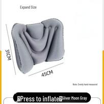 Portable Inflatable Lumbar Support & Neck Pillow - Travel Essential, Foldable & Press-Type Design 31x45 gray
