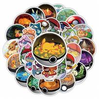 55PCS Anime Pokmon Poke Ball Stickers Cool Graffiti Decals DIY Decoration For Phone Laptop Stationery PVC Waterproof Toys Gift