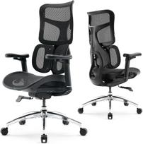 SIHOO Doro S100 Ergonomiška biuro kėdė - Dviguba dinaminė juosmens atrama ir 5 taškais reguliuojamas atlošas juoda