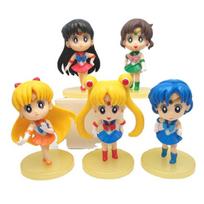 5PCS Anime Sailor Moon Figure Cartoon Figuarts mini Mercury Mars Jupiter Venus Playthings For Girls Model Present Dolls Static Doll No box