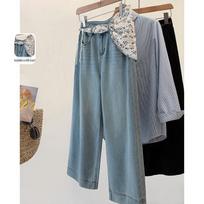 Women's High-Waist Washed Wide-Leg Jeans L šviesiai mėlyna spalva