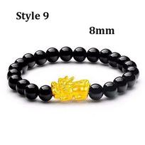 Feng Šui Obsidianas Akmens Karoliukų Apyrankė Apyrankė Aukso Spalvos Juodas Pixiu Turto Sėkmės Moterų Apyrankė Vyrams Moterims Unisex Adjustable