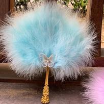Portable with Tassels Fairy Feather Fan Colorful Fluffy Craft Fan Foldable Photo Prop Dance Hand Fan