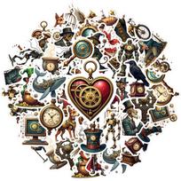 35pcs-100pcs Steampunk Stickers Ornate Stationery Stickers DIY Stickers For Notebook Luggage Mobile Phone Cup DIY Phone Laptop