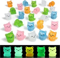 Luminous 5/10Pcs Mini Resin Cat Figures Glow In The Dark Cats Animals Tiny Ornaments For Diy Fairy Garden Glass Container