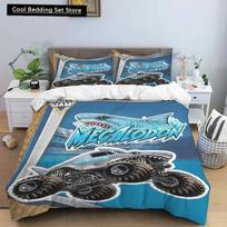 3D Super Monster Truck Monster Jam Antklodės Patalynės Rinkinys, Antklodės Užvalkalas Patalynės Rinkinys Antklodės Užvalkalas Pagalvės Užvalkalas, Karaliaus Karalienės Dydžio Patalynės Rinkinys 135x200cm