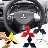 Automobilio vairo centro emblemos lipdukas Mitsubishi ASX Ralliart Lancer Cordia Pajero Outlander Eclipse L200 EVO Cross 4.7CM juoda