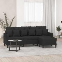 Vidaxl 3-Osobowa Sofa Z Podnóżkiem, Czarna, 180 Cm, Tkaniną