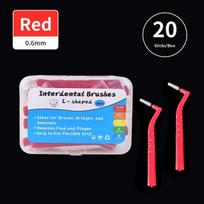 20Pcs L-Shaped Interdental Brush 0.6-1.2mm Orthodontic Teeth Cleaning Oral Hygiene Tool With Box