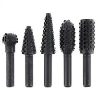 Electric Grinding Head Tool Drill Bits 5pc Black Woodworking Wolf Tooth Stick Rotary File DIY Grinding Accessories Set