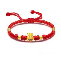 999 Pure Gold Beads Red Rope Bracelet - Unisex, Versatile, Elegant Gift for Luck and Beauty Industry Events