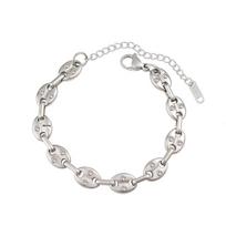 Hot Selling Hip Hop Zircon Pig Nose Coffee Bean Bracelet, Stainless Steel & Titanium