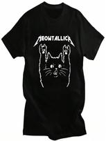 Funny Cat Meowtallica Cat Rock Music Graphic Print T Shirt Rock Music Fashion Crew Neck Short Sleeve Plus Size T Shirt Wounisex S