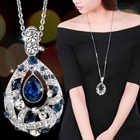 Tulip Crystal Sweater Chain Necklace for Women