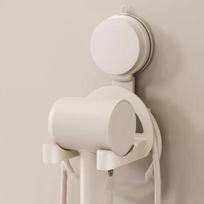 Wall Mounted Suction Cup Hair Dryer Holder No Punching Hair Dryer Rack Blow Dryer Hanger  Bathroom Beige Style A