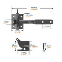 Carbon Steel Fence Gate Lock Heavy Duty Gate Bolt Lock American Style Auto Lock  Outdoor 144mm/5.67in