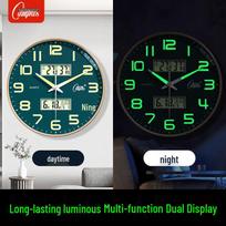Compas Luminous Silent Quartz Wall Clock with Calendar & Temp-Humidity 30cm