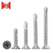 Hesdige JG-33 410 Stainless Steel Phillips Flat Head Self-Drilling Screws DIN7504P ST3.9x25