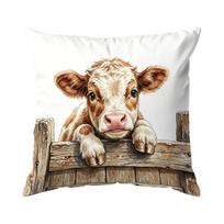 4pcs Cute Cow Fence Pattern Cushions Pillowcase Polyester Cushion Cover Throw Pillow Pillowcover Home Car Sofa Decor 4PCS
