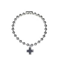 Edgy with Cross Pendant Cross Pendant Necklace Choker Style Exaggerated Round Beaded Chains Punk Grunge Rock Jewelry Streetwear