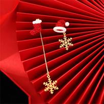 Moving Santa Claus Tassel Dangle Earrings For Women Christmas Gloves Hats Snowflake Asymmetric Long Chain Earrings Xmas Jewelry