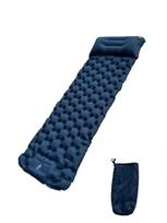 Inflatable Camping Mattress Pull-Strap Pad for Outdoor Tents and Car Sleepovers tamsiai mėlyna