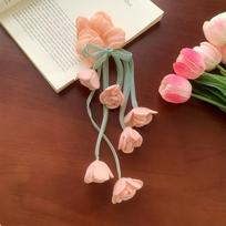 Tulips Floral Floral Scrunchie With Dangling Ribbon Ethereal Design Hair Accessory Le Muguet Dangling Ribbon Decoration Women