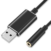 BEADY USB 3.5mm Female Audio Converter Cable for External Sound Cards, Stereo Audio Adapter, 4-Pole, Microphone Function Compatible, Windows, Mac,