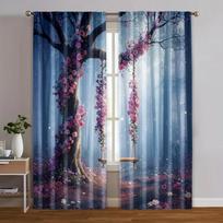 2pc,  Curtain Glowing pink and purple petals fall Versatile Polyester Fabric,Without Electricity Wall Decor Applies to Carnival 60×150cm(23.6×59in)