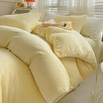 Solid Color Milk Velvet Waffle Fleece 4-Piece Bedding Set