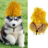 Vibrant Yellow High Hat Pet Wig With Bangs For Cats And Dogs Perfect For Halloween And Christmas