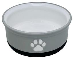Yarro | Miska Ceramiczna Na Antypoślizgowej Gumie Dla Psa | Szara Z Wzorem Łapki 14X5,5Cm - Miska Szara Ze Wzorem Łapki 14X5,5Cm