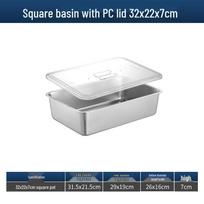 Langsaizepo 304 Stainless Steel Square Buffet Food Pan with PC Lid