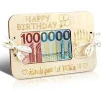 “Your First Million” Wooden Money Clip Creative Balloon Pattern Cash Gifts, Birthday Cash Wallet Gifts, Birthday Party Gifts OneSize