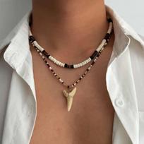 IngeSight.Z Boho 2 vnt./rinkinys Šukutės Ryžių Karoliukų Grandinėlė Rykliuko Danties Pakabukas Karoliai Madingas Vasaros Paplūdimio Geometrinis Choker Kaklo Papuošalas