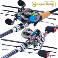 Meškerės Ritės 1.8M/2.1M Kelioninės anglies pluošto liejinių meškerių ritės Kombinuotos 13BB liejinių ritės 1.8M Rod&Reel Left Hand