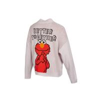 Adidas Neo Alphabet Print V-Neck Cardigan With Cartoon Pattern Women Knitwear Grey HD7283 L