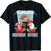 Pig Chicken In Horror Movie Breakfast Funny Unisex T-Shirt S
