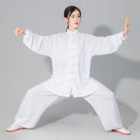 Moterų Vyrų Minkštas Medvilninis Tai Chi Kostiumas Kung Fu Wushu Kovos Menų Uniforma Wing Chun Striukė Kelnės XXXL balta