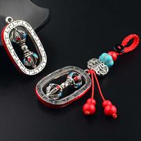 Tibetan Six-character Mantra Keyring Accessories Prayer Wheel Pendants Car keychain Vajra Pendants Buddhist keychain